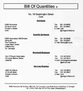 Example of Bill of Quantities.
